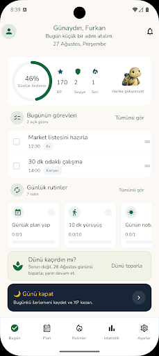 Benim Günlerim: Günlük Takip Ekran Görüntüsü 1